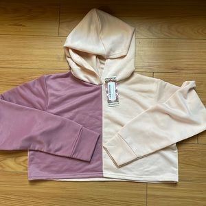 Boohoo color block cropped hoodie